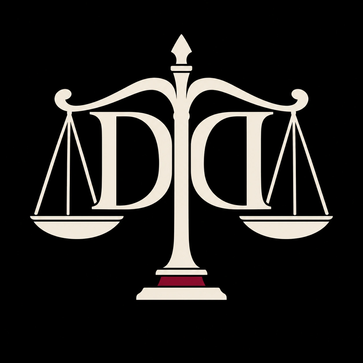 Símbolo Davi Dantas: balança da justiça integrada às iniciais DD