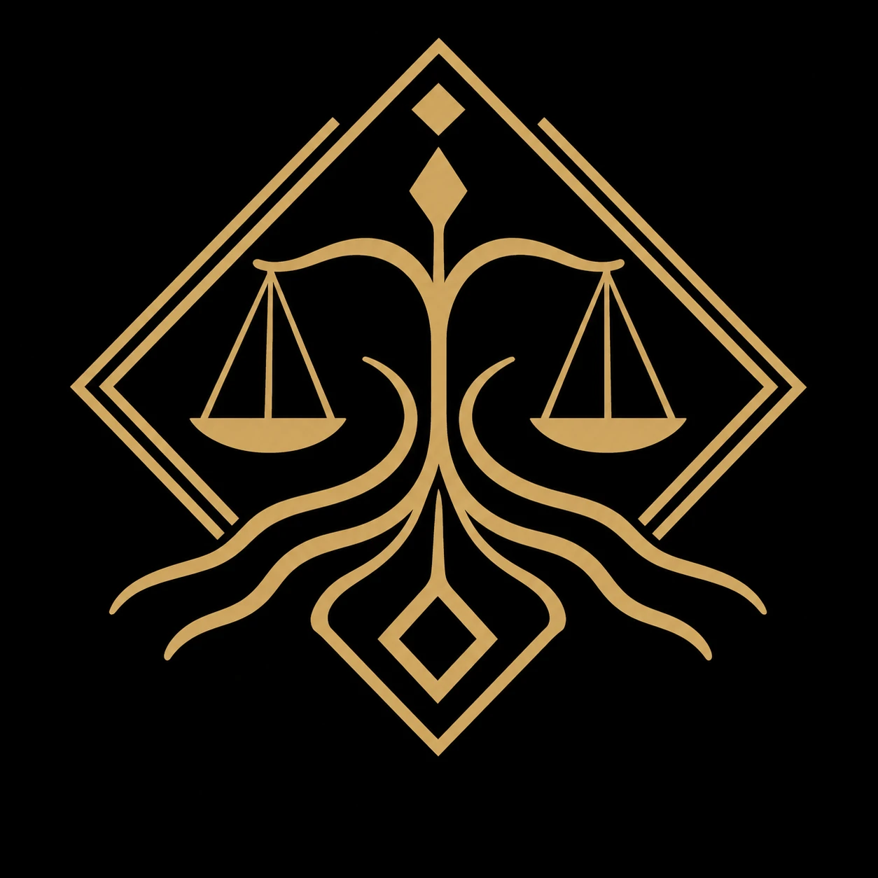 Emblema de Raul Arantes: balança e linhas de rios