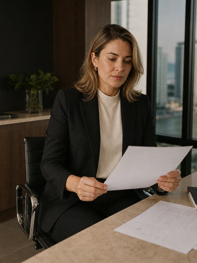 Marina Seidel lendo documentos